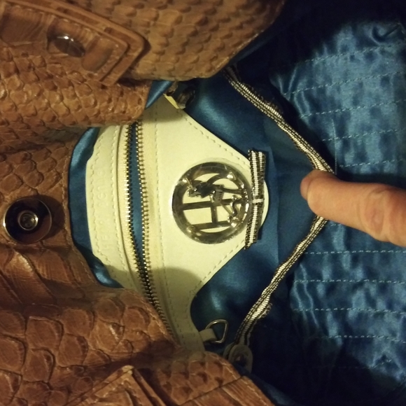 Henri Bendel Large Bag  chain detail double on straps Milliner Shopper Snake - Picture 5 of 11